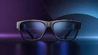 AI-generated editorial concept illustration representing RayNeo Air 4 Pro AR and XR Glasses; not an exact product photograph
