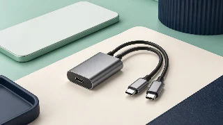 AI-generated editorial concept illustration representing VITURE USB-C XR Charging Adapter; not an exact product photograph