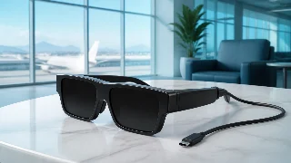 AI-generated editorial concept illustration representing XREAL 1S AR and XR Glasses; not an exact product photograph