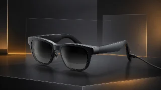AI-generated editorial concept illustration representing XREAL Air 2 Pro AR Glasses; not an exact product photograph