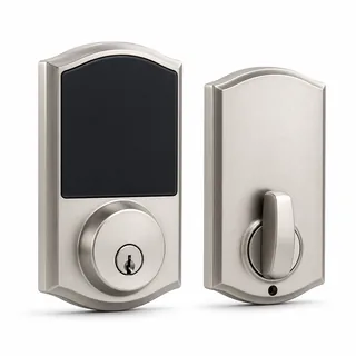 Synthetic editorial illustration for Schlage Encode Smart WiFi Deadbolt; not an exact product photograph