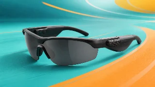 AI-generated editorial concept illustration representing Bose Frames Tempo; not an exact product photograph