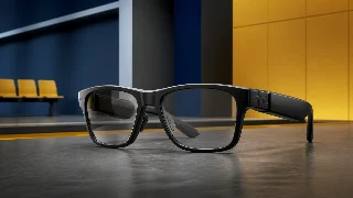 AI-generated editorial concept illustration representing Carrera Smart Glasses with Alexa Sprinter; not an exact product photograph
