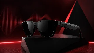 AI-generated editorial concept illustration representing Lucyd Lyte Darkside V2 Smart Glasses; not an exact product photograph