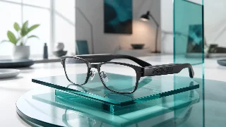 AI-generated editorial concept illustration representing Lucyd Lyte Millennia V2 Smart Glasses; not an exact product photograph