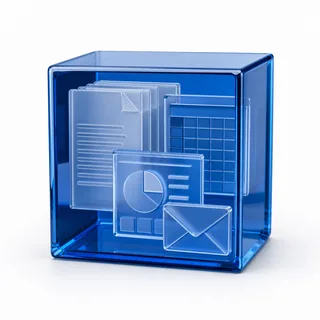 Synthetic editorial illustration for Microsoft Office Home and Business 2024; not an exact product photograph