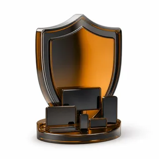 Synthetic editorial illustration for Norton 360 Deluxe 5-Device Subscription; not an exact product photograph