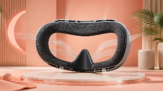 AI-generated editorial concept illustration representing AMVR FC3 Upgraded Face Cover Pad Facial Interface Compatible with Meta/Oculus Quest 3 Accessories, with Knob Adjustable, NOT Compatible with Meta Quest 3S; not an exact product photograph