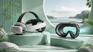 AI-generated editorial concept illustration representing BOBOVR S3 Pro and C3 Case Combo; not an exact product photograph