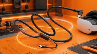AI-generated editorial concept illustration representing INIU VR Link Cable 16FT with Charging Port; not an exact product photograph