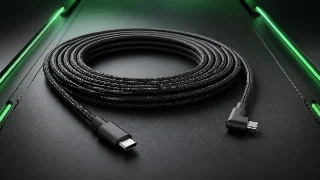 AI-generated editorial concept illustration representing KIWI design 16FT USB 3.0 Link Cable for Meta Quest; not an exact product photograph